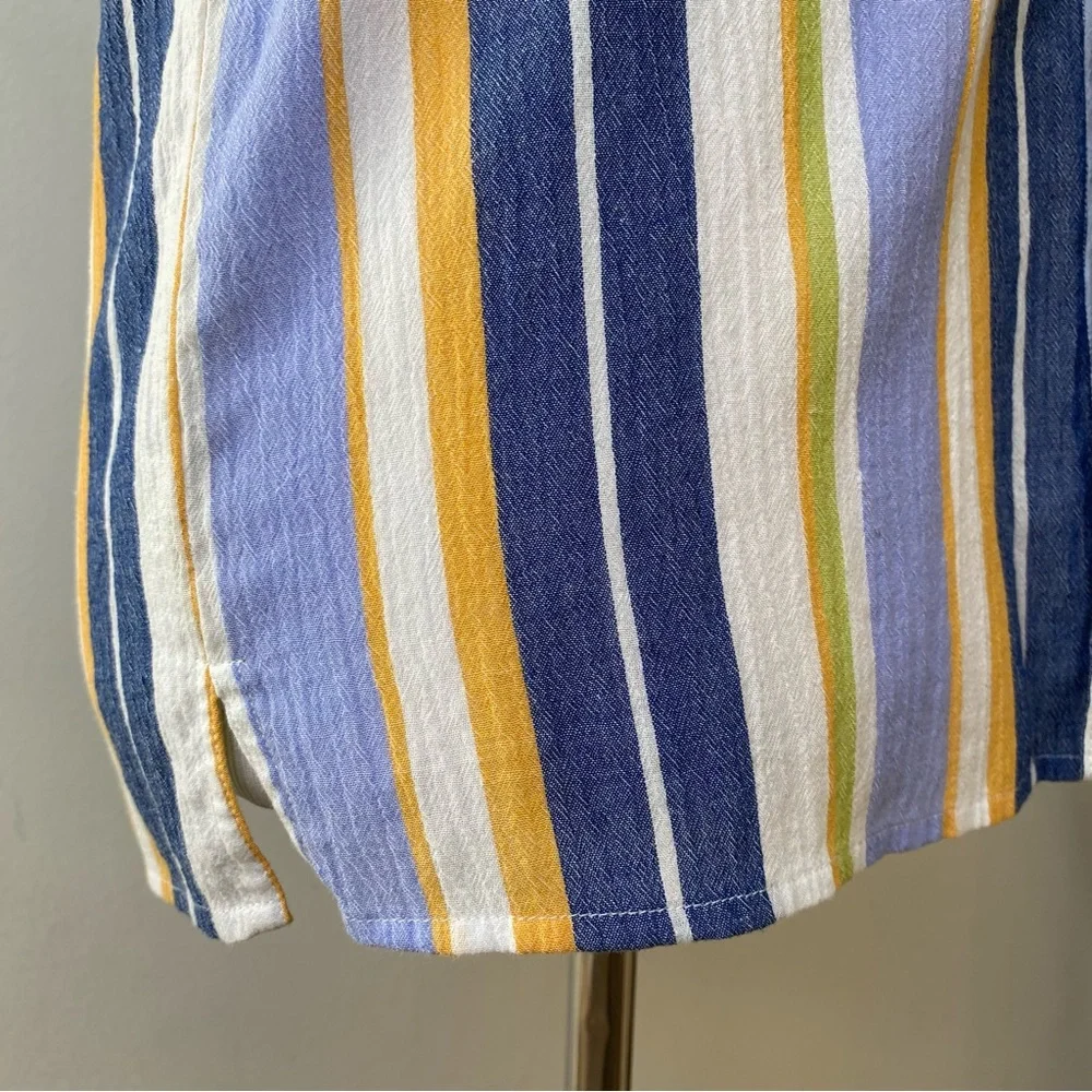 Zara Retro Striped Gauze Cotton Button Up Shirt - Picture 8 of 14